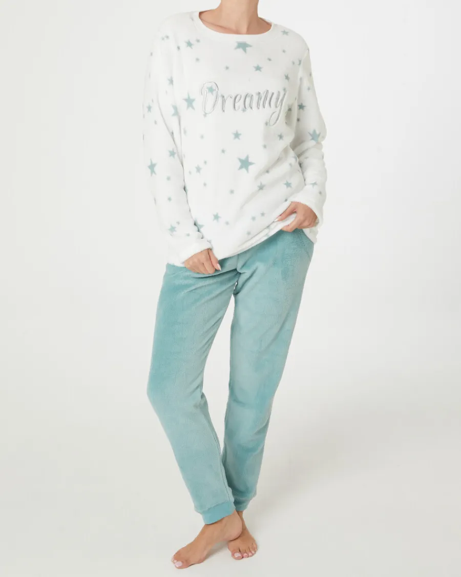 New Fleece-Pyjama mit Stickerei Janina, 2-tlg. Set Damen Nachtwäsche