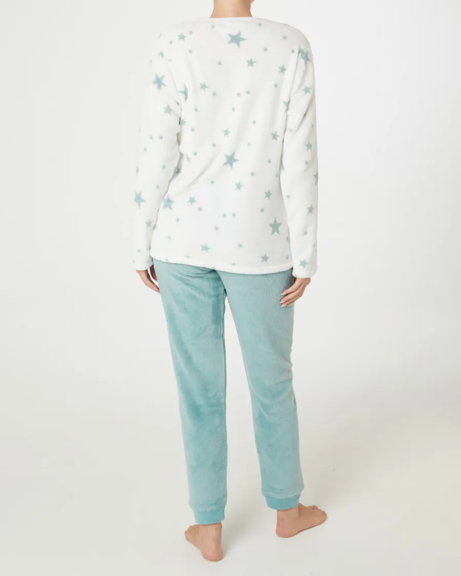 New Fleece-Pyjama mit Stickerei Janina, 2-tlg. Set Damen Nachtwäsche