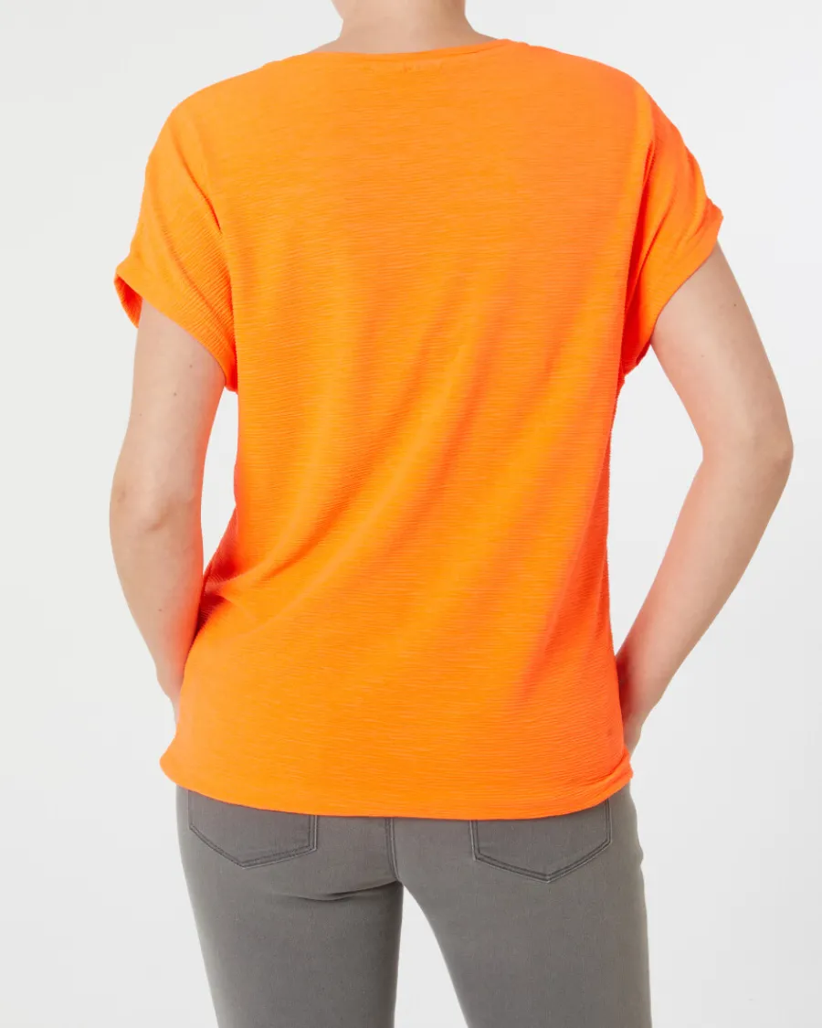 Discount T-Shirt in Neonfarbe Janina, Tunnelzug am Saum Damen Shirts & Tops