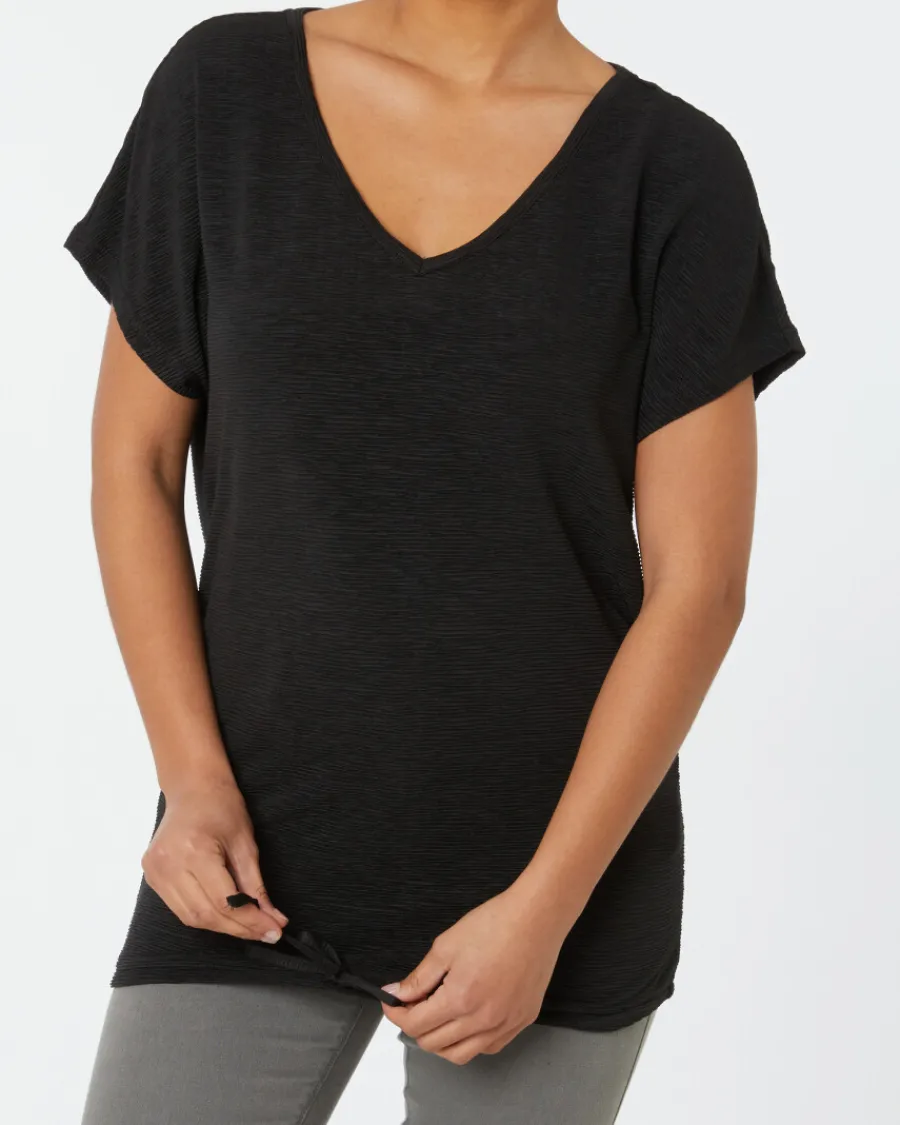 Hot T-Shirt mit Tunnelzug Janina, V-Ausschnitt Damen Shirts & Tops